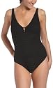 Anne Cole Women's Hyannis Port Sheer Dot One Piece Plunge Swimsuit