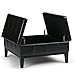 SIMPLIHOME Dover 36 inch Wide Contemporary Square Coffee Table Storage Ottoman in Midnight Black Vegan Faux Leather, Assembled, For the Living Room and Bedroom