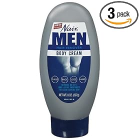 Nair Hair Remover Body Cream for Men, 8-Ounce Bottles (Pack of 3)