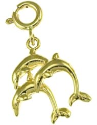 Dazzlers Solid 14 karats gold Dolphins Charm Pendant Available in three colors from jewelsberry (weights: 1.4 grams only)