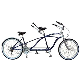 2WheelBikes Tandem Beach Cruiser 18 Speed Bicycle