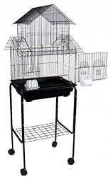 Canary Parakeet Cockatiel LoveBird Finch Bird Cage - 18"x18"x54" With Stand 5944 *Black*
