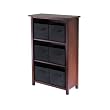Verona 3-Section M Storage Shelf with 6 Foldable Black Color Fabric Baskets By Winsome Furniture