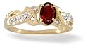 14K Yellow Gold Genuine Oval Garnet and Diamond Ring