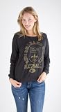 NFL New Orleans Saints Women's True Vintage Distressed Triblend Crew Neck Long Sleeve Pullover, Black Wash, Large