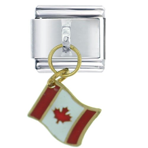 Childrens Toyshop  Jewelry : Flag Of Canada Italian Charms Bracelet Link