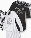 Beautees Girls 3/4 Sleeve Tee With Scarf