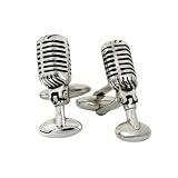 Zaunick - Boutons de manchettes - Retro Ann�e 50 Microphone radio - Argent 925 - Faits mains