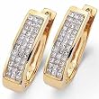 14kt Yellow Gold Gorgeous Triple Row Diamond Hoop Earrings