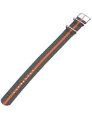 Timex T7B909 Weekender 20mm Gray/Orange Nylon Slip-Thru Watch Strap