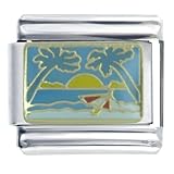 Palm Tree Beach Italian Charms Bracelet Link