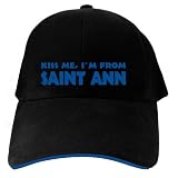 CAPS BLACK EMBROIDERY  KISS ME , I AM FROM SAINT ANN  JAMAICA
