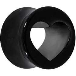 1/2" Black Acrylic Hollow Heart Saddle Plug