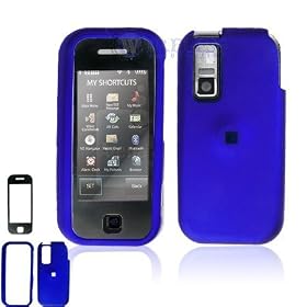 RUBBER FEEL Blue Smart Touch Snap-On Cover Hard Case Cell Phone Protector with Optional Lens for Samsung U940 Glyde [Beyond Cell Packaging]