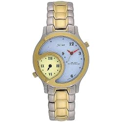 NICOLET Men's Silver and Gold tone Analog Watch with Dual Time Zones. Model NC-1059M