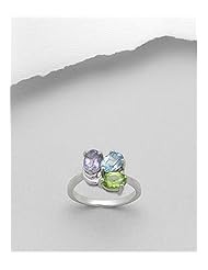 Gem Stones Ring In 92.5 Sterling Silver