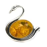 Sterling Silver Cognac Amber Brooch - B0006Q3TW4