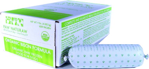 Frozen Dog Food:Paw Naturaw Grass Fed Organic Bison Diet, 12-Ounce Tubes (Pack of 12)