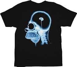 The Simpsons Homer Glow in the Dark Brain X-ray Black T-shirt Tee