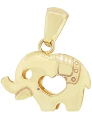 14k Yellow Gold, Elephant Heart Pendant Charm 17mm Wide