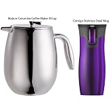 Bodum Columbia Colombian Coffee Maker 8 Cup French Press + Contigo Autoseal Stainless... by Bodum, Contigo