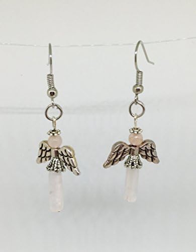 Rose Quartz Earrings//Gemstone Earrings//Angel Earrings//January Birthstone