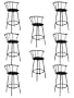 8 24" Black Swivel Metal Bar Stools With Black Vinyl Seats