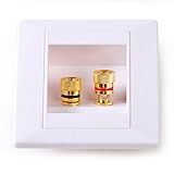 白 音声スピーカー 壁面 プレートパネル 2バインディングポスト バナナプラグ用 86x86mm