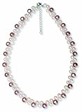 VALERO PEARLS 60145120 Süßwasser-Zuchtperlencollier in weiss und flieder ca. 42 + 5 cm