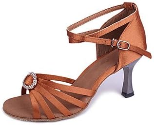 Customized Woman's Satin Dance Shoes With Button For Latin/Ballroom Sandals , Black , US5 / EU35 / UK3 / CN34