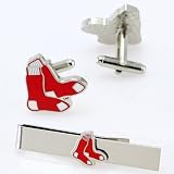 MLB Boston Red Sox Silvertone Team Logo Tie Clip & Cufflinks Set