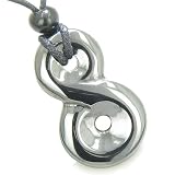 Infinity Magic Powers Knot Lucky Charm Evil Eye Protection Amulet Hematite Gemstone Pendant Necklace
