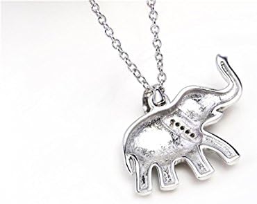 Rhodium Plated 925 Sterling Silver Polished Cute Baby Elephant Pendant with Rolo Chain Necklace 18'' Best Gift For Valentine(Elephant)