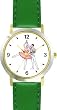 Ballerina and Ballet Dancer Couple No.3 - WATCHBUDDY&reg; DELUXE TWO-TONE THEME WATCH - Arabic Numbers - Green Leather Strap-Women's Size-Small