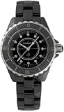 Chanel J12 Diamonds Black Ceramic Ladies Watch H1625