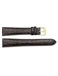 ZRC 12mm Brown Genuine Leather Crocodile Grain Anti-Allergic Waterproof Extra Long Watch Band