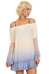 Bell Sleeves Off the Shoulder Cotton/Nylon/Rayon Embroidered Lace  Dress