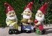 Set of 3 Hand-painted Ceramic Garden Gnomes