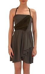 Leather/Silk/Spandex Natural   Waistline Draped Wrap Sweetheart  Dress