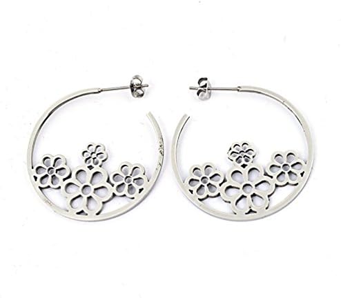 Jewelryfinds Natural Idyllic Small Fresh Six-Leaf Flower Halloween Prom Lady Titanium Steel Flower Earrings