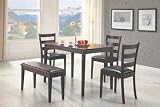 5pc Dining Table, Chairs & Bench Set Cappuccino Finish