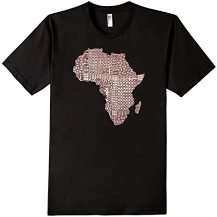 Men's African T Shirt with Map of Africa and African Print 2XL Black