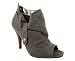 SNAP BUTTON GATHERED SUEDE HEEL
