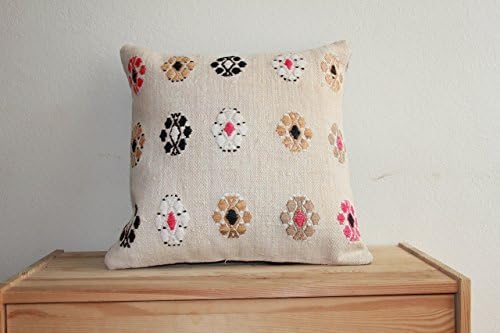 Kilim Pillow,Pillow,Kurdish Pillows,16x16,40x40,Vintage Pillow,Bohemian Pillow,Rustic Pillow,Flower Pillow,Kilim Cushion,throw Pillow,White Pillow,Emrodeired Pillow