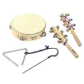 Junior Quartet: Tambourine Triangle with Striker & Wooden Jingle Sticks