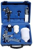 Produkt-Bild: 9 tlg HVLP Lackierpistole Spritzpistole Set im Koffer + Manometer + Becher