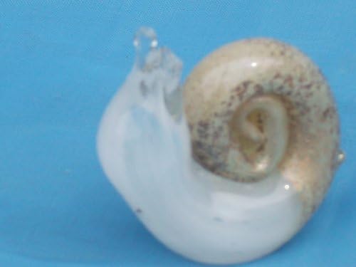 STUDIO GLASS PAPERWEIGHT HANDMADE SNAIL IVORY MINIATURE GUILDED WITH GOLD LEAF