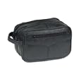 Genuine Leather Shaving Toiletry Travel Bag w/ 2 Zipper Compartments