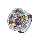 0.93 ct Diamond, 2.16 ct Multicolor Ring