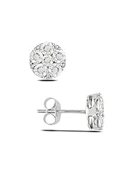 10k White Gold Accent Diamond Stud Earrings (0.2308 Cttw, G-H Color, I1-I2 Clarity)